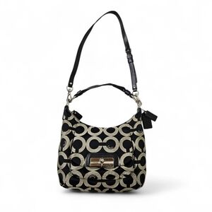 Coach Kristen Op Art Hobo Bag In Black And Gray Sateen From 2008